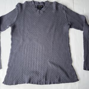 Coogi Gray Ribbed V Neck Sweater Men Sz XL Australia 100% mercerised Cotton